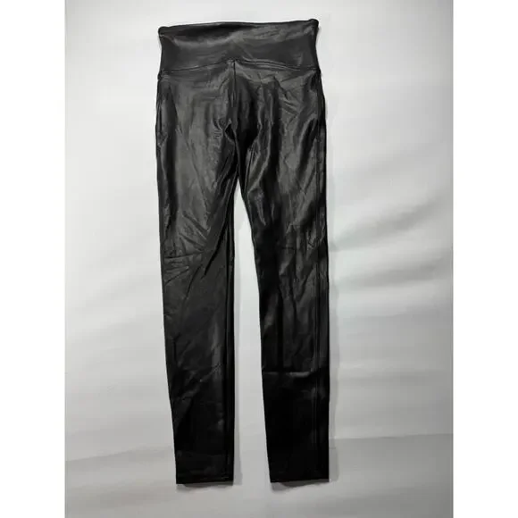 Spanx Women's Pull On Black Faux Leather Leggings - Size L - Picture 2 of 7